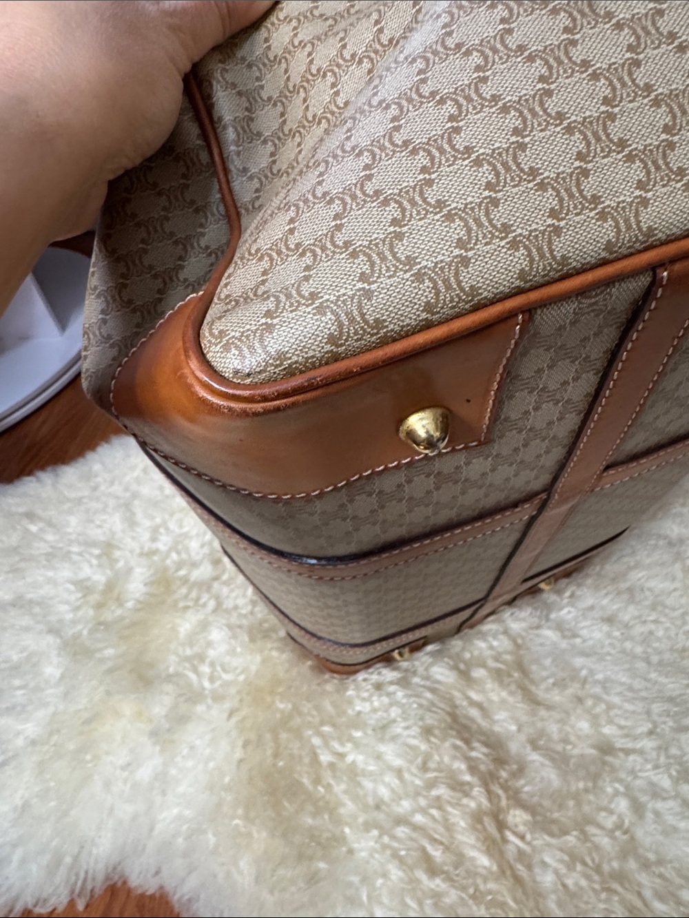Celine Tan & Beige Monogram Canvas Duffel Bag - Picture 7 of 11